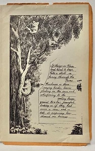 Brief Gruß 1946 Wyhalla Australien ~ Paterson NJ Gedicht & Radierung der Koalabären - Bild 1 von 6