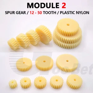 Plastic Spur Gear Module 2 Pinion 12 - 50 Tooth Motor Gear Flat Nylon Gear Beige - Picture 1 of 8