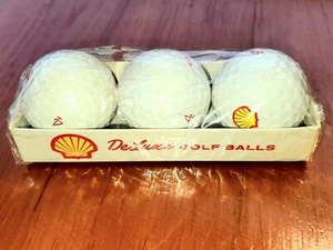 1960s Sealed Sleeve Vintage DeLuxe Shell Oil Gas Branded GOLF Balls Advertising - Picture 1 of 4