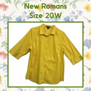 Nueva blusa ROMAN’S para mujer 20W amarilla brillante tejida con botones - Imagen 1 de 4
