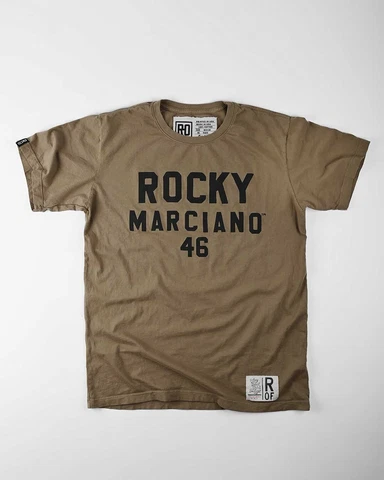 ROOTS OF FIGHTS ROCKY MARCIANO ARMY BOXING OLIVE T SHIRT. SIZE M WITH TAGS Cover