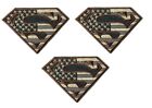 Superman US. Flag Chest Logo 3 1/4" Wide Embroidered Iron On Set of 3 Patches