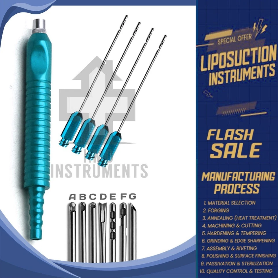 Luer Lock Cannulas Set (4IN1) – with Handle Enhanced Precision Fat Extraction - Image 1 of 1