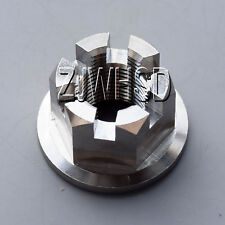 M14 x 1.5 mm Titanium Ti Hex Flange Castle Nut for Motorcycle Car Wheel Axle Hub