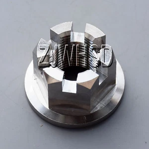 Tuerca de castillo de brida hexagonal de titanio Ti M14 x 1,5 mm para buje de eje de rueda de automóvil de motocicleta - Imagen 1 de 2