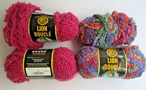 Lion Brand Lion Boucle Yarn Wild Berries # 210 & 2 Lion Brand Boucle Yarn #112 - Picture 1 of 24