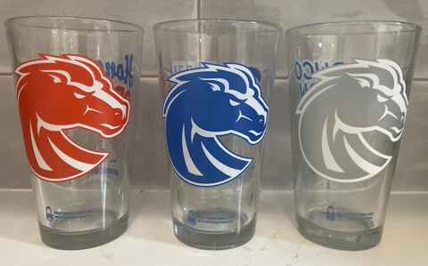 Boise State Broncos - Arby’s Collector Series Drinking Beer Glass - Complete Set Cover