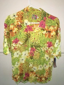 MENS NEW NWT JAMS WORLD LIME ORANGE RAYON HAWAIIAN ISLAND ALOHA SHIRT SIZE L 46" - Picture 1 of 4