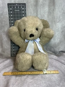 Vintage 1979 Dakin Plüsch Teddybär 14" Arms Up Elfenbein hellbraun blau Band - Bild 1 von 5