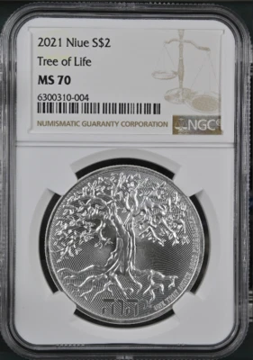 :2021 S$2 NIUE YAHWEH ALMENDRO DE LA VIDA NGC PERFECTO MS70 KM#41.1 TOP-POP R-8 Foto 1 de 2
