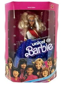 Vintage 1989 Mattel UNICEF Blonde Hair Barbie Doll Special Edition #1920 NRFB - Picture 1 of 12