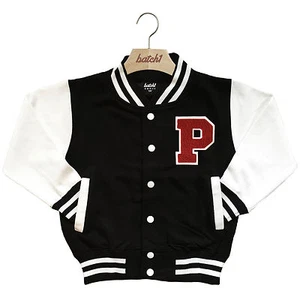 KIDS VARSITY BASEBALL JACKET PERSONALISED WITH GENUINE US COLLEGE LETTER P - Picture 1 of 2