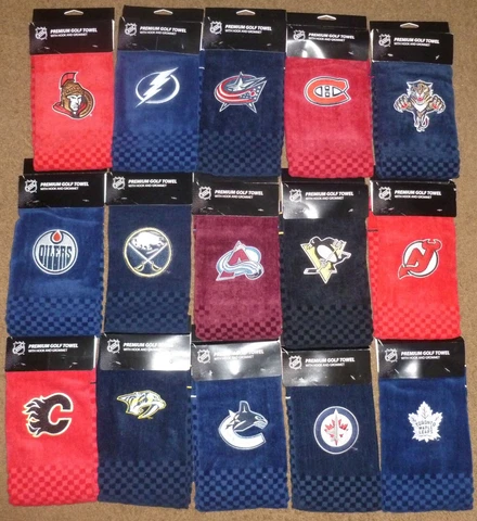 NHL TEAMS GOLF TRI FOLD TOWEL Embroidered Cover