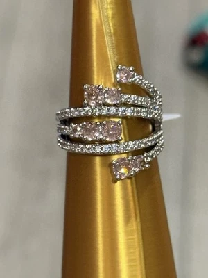 Кольцо-бомба вечеринка BP OG RG87219 размер 8 розовый кварц на родиевом покрытии - Изображение 1 из 4