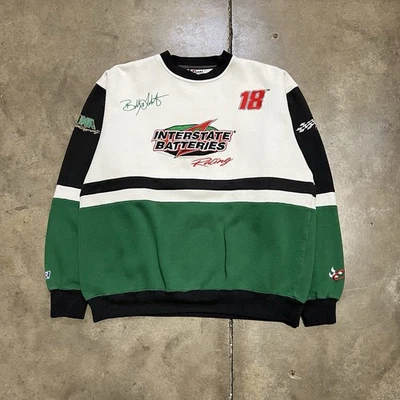 Vintage Chase Authentics NASCAR Sweatshirt Large Green Interstate Batteries 90s - Image 1 of 4