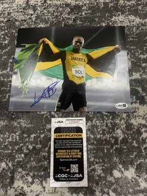 Foto autografiada firmada por Usain Bolt de 8x10 campeón olímpico certificado de autenticidad JSA Foto 1 de 2