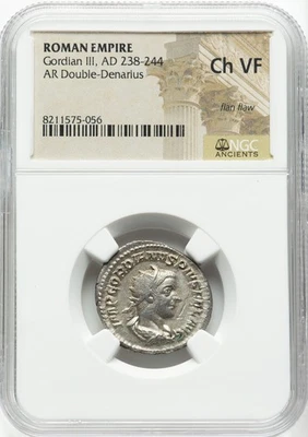 Imperio Romano Gordiano III AD 238-244 AR Denario NGC Ch VF Foto 1 de 2