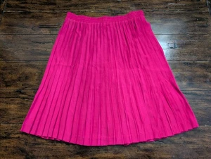 Vtg Melrose Hot Pink Pleated Skirt 8 Made in USA 80s Barbiecore Midi Elastic - Picture 1 of 5