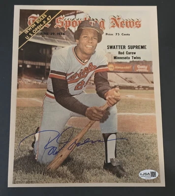 ROD CAREW Signed 8x10 Photo-HALL OF FAME-MINNESOTA TWINS-JSA - Image 1 of 3