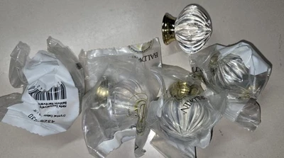 lot 6 Baldwin Brass 4328-030 crystal cabinet knob drawer pull 1.75" dia - Image 1 of 4