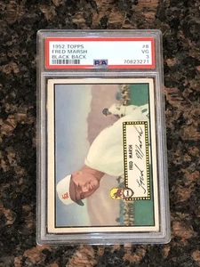 1952 Topps Fred Marsh #8 Baseball Card Black Back PSA 3 - Picture 1 of 2