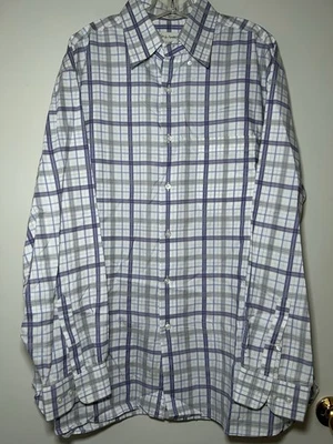 CAMISA DE VESTIR JOHN W NORDSTROM BLANCA PÚRPURA CUELLO A CUADROS BOTÓN MANGA LARGA - XL Foto 1 de 4