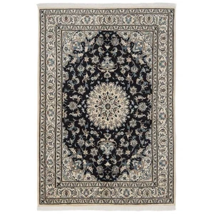 Alfombra persa anudada a mano Nain 242x169 cm lana oriental Carpet Rug azul - Imagen 1 de 14