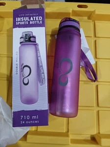 WN15- Botella de agua aislada Live Infinitely 24 oz marcadores de tiempo y capacidad lila - Imagen 1 de 3
