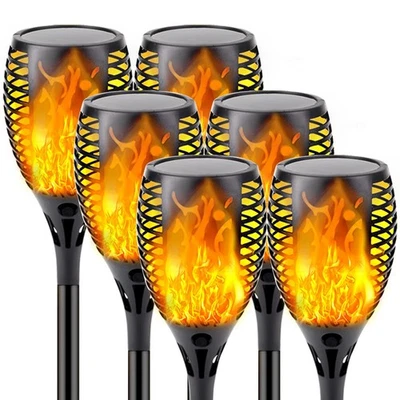 Upgraded Solar Lights Outdoor, 6 Pack Flickering Flame Solar Torch Lights wit... - Image 1 of 4
