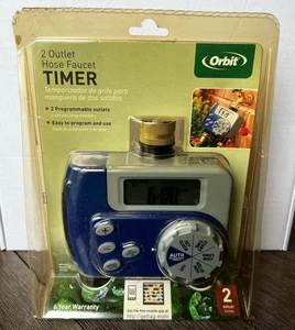 Orbit Dual Valve Digital Watering Hose Timer Water Faucet Bib Programmable NEW - Picture 1 of 3
