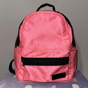 Super Dry SUPERDRY Japan Bright Hot Pink Coral Backpack Lots Of Pockets EUC - Picture 1 of 8