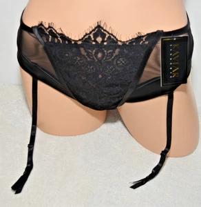 NWT Kaviar Lingerie Thong with Soft Satin Leg Lines Attached Garters Size M - Picture 1 of 7