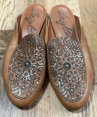 Brighton Women’s Sz 9.5 M Icon Luggage Vacchetta Laser Brown Leather Shoes Mules - Image 1 of 4