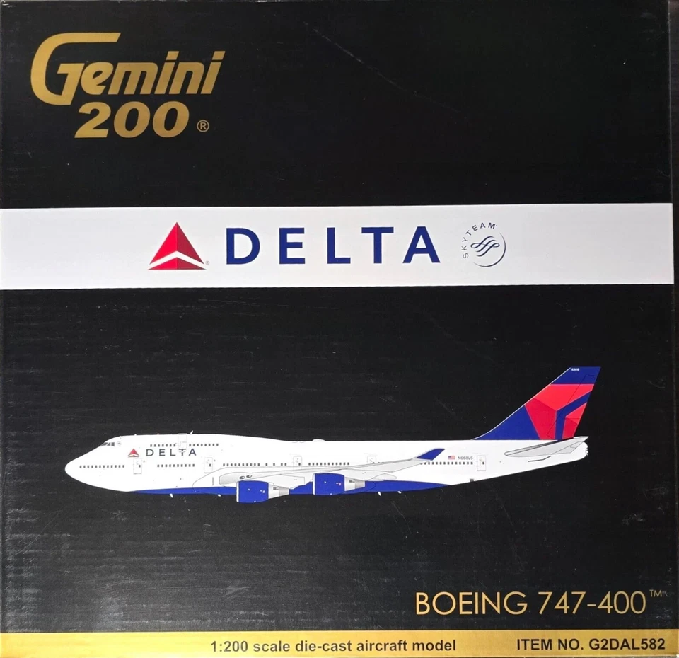 Collectors' FIND Gemini Jets 1:200 Delta Air Lines Boeing 747-400 N668US - Image 1 of 1
