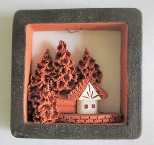 Original Handmade Ceramic Greek Cottage with Trees Artwork - Picture 1 of 8