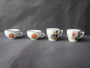Lot 4 ancienne tasses de dinette céramique décor enfants french antique - Picture 1 of 3