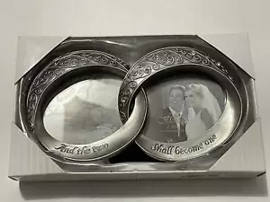 Fetco Intertwined Rings 2.5” X 3” Pewter Picture Frame, New in Box - Picture 1 of 3