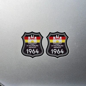 2x 1964 Made In Germany Wolfsburg Vinyl Sticker Decal For Car Van 60x51mm Each - Picture 1 of 1