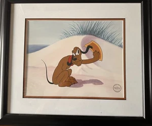 Framed 1998 Disney Sericel Sticky Situation COA Pluto Beach Picnic Scene 51 - Picture 1 of 5
