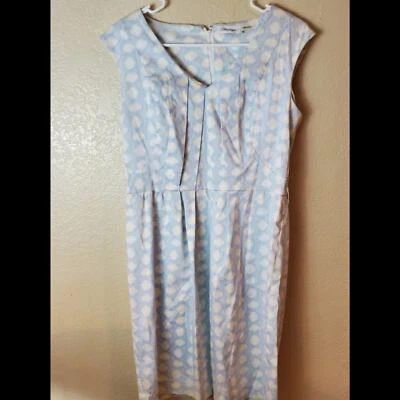 Calvin Klein Blue Sleeveless Polka Dot Sheath Office Work Dress Size 10 - Image 1 of 4