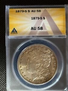 90% silver 1879-S    ANACS- AU58 Morgan coin.....