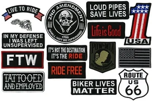 15 Stck. FTW Live to Ride #1 Set | Bestickte Patches mit amerikanischer Flagge Schädel Pow Mia - Bild 1 von 7