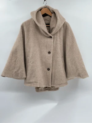 Oska Cape Coat Jacket Women Size 6/8 Medium Tan Beige Wool Alpaca Hooded - Image 1 of 4