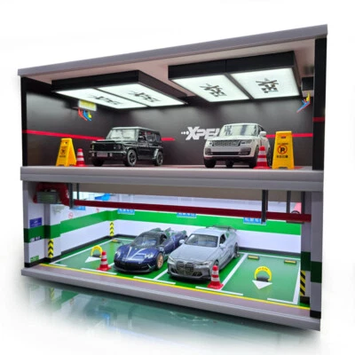 Diorama 1/32 auto garage modello illuminazione led parcheggio scena vetrina - Immagine 1 di 4