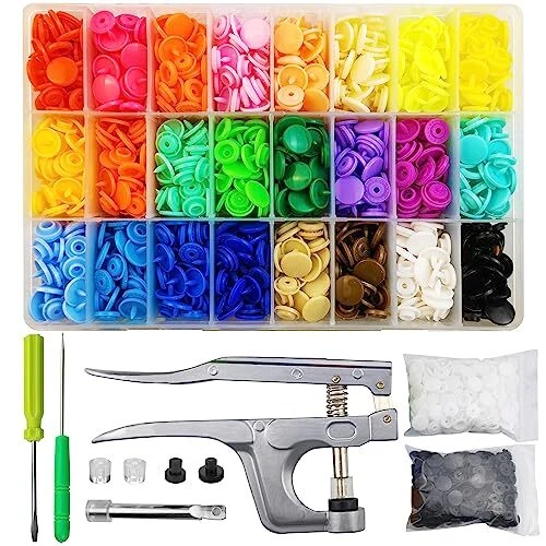 460 Sets 24colors Plastic Snaps and Tool Set for Sewing Clothing Crafting Diaper