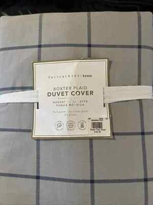Pottery Barn Teen Boxter Plaid Duvet Cover Gray & Navy Full Queen New - Picture 1 of 1