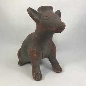 Red Earthenware Dog Bottle Decorative Candle Holder Handmade Redware Peru - Picture 1 of 24
