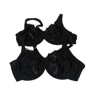 BREEZIES Schwarz Ungepolstert Bügel Stickerei Cups BH #A260702 Gr. 40B 2er Set - Bild 1 von 6