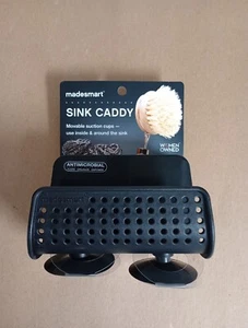 Madesmart Sink Caddy Antimicrobial Ventilation Holes Movable Suction Cups Black - Picture 1 of 5