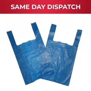 10000 x Blue Vest Carrier Plastic Bags for Groceries - 11 x 17 x 21 in 18 mu - Picture 1 of 5